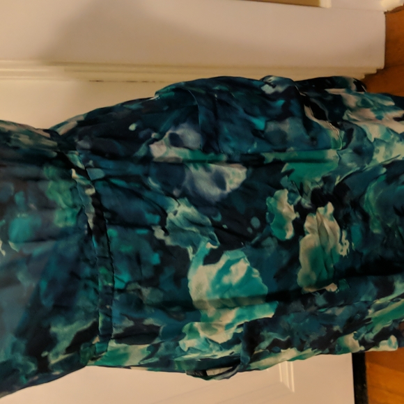 Teal green floral dress with slip dress underneath - Picture 2 of 5
